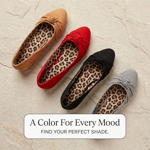 Image of Epic Step Ballet Flats for Women, Comfortable Slip on Faux Suede Round Toe, Ballerina Dressy Flat Shoes