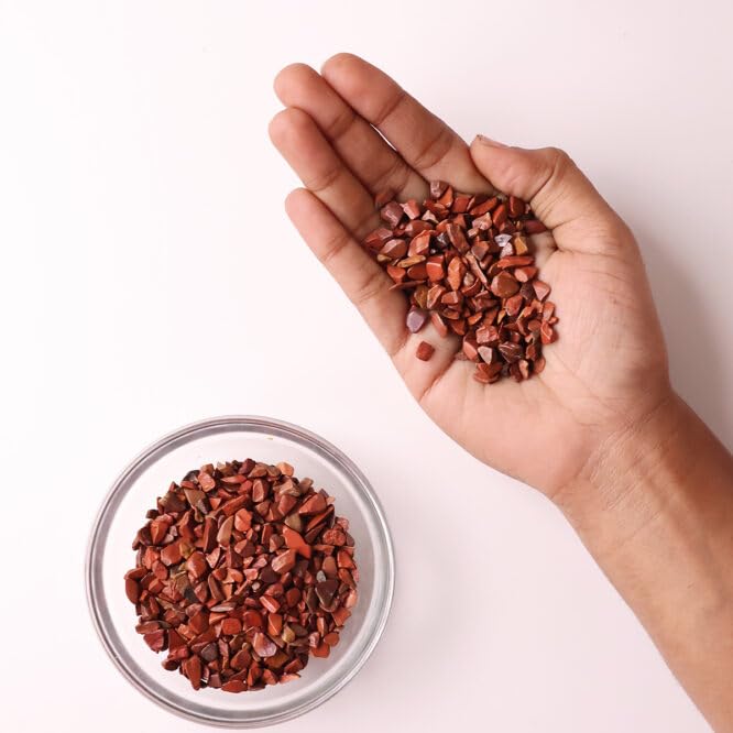 Image of Red Jasper Chips Stone for Reiki, Meditation, Vastu (500 Gm) | Healing Gemstone for Courage & Mental Clarity | Decorative Crystals for Spiritual Home Decor | DIY Jewellery Making & Home Decoration
