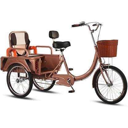 20 Zoll Erwachsenes Dreirad Trikes Cruiser Bike, Tragfähigkeit 150KG 3-Rad Fahrräder, 20" Verstellbarer Dreirad Für Outdoor/Shopping/Freizeit/Picknick