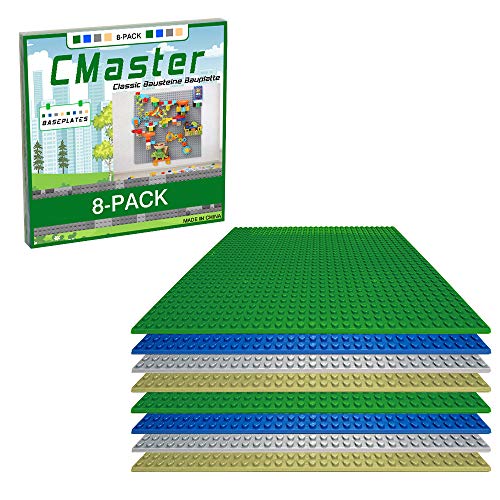 CMASTER Classic Bausteine Grundplatte - 10 x 10 (25,5 x 25,5cm) - 8Stück - Blau, Grau,Grün &Sand- 100% kompatibel mit… – Bild 3