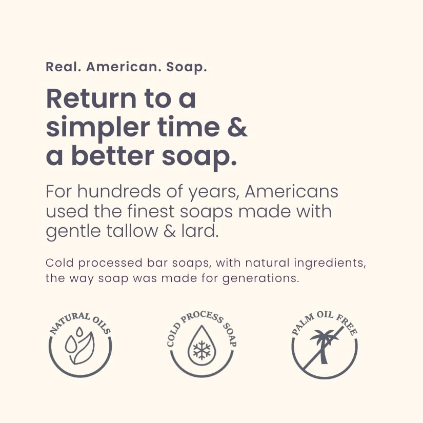 Real American Soap with Activated Charcoal & Tea Tree Oil (3 Pack) – Long-Lasting, Moisturizing Natural Bar Soap with Grass Fed Tallow, Gentle Conditioning Lard, & Coconut Oil – Daily Use image 5