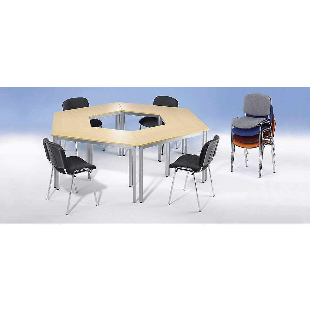 Tavolo multiuso – trapezfoermig, altezza 740 mm L x P 1200 X 600 mm, piatto colore grigio chiaro, colore struttura ATO – Sale riunioni tavolo riunioni stische visitatori visitatore tavolini mensa Mobili mensa tavolo mensa ntische Conferenza tavolo multius