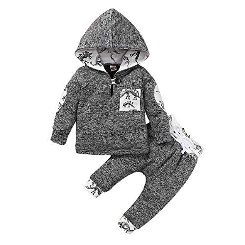 Baby Boys Camouflage Hoodie Trainingsanzug Set Kapuze Sweatshirt Top Hose mit Taschenkleidung Outfit (Grau, 12-18 Monate) Cover
