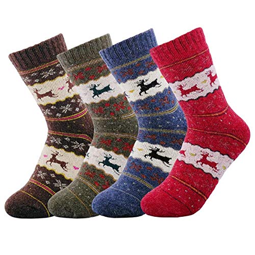 Image of JOYCA & CO. 3-5 Pairs Womens Multicolor Fashion Warm Wool Cotton Thick Winter Crew Socks