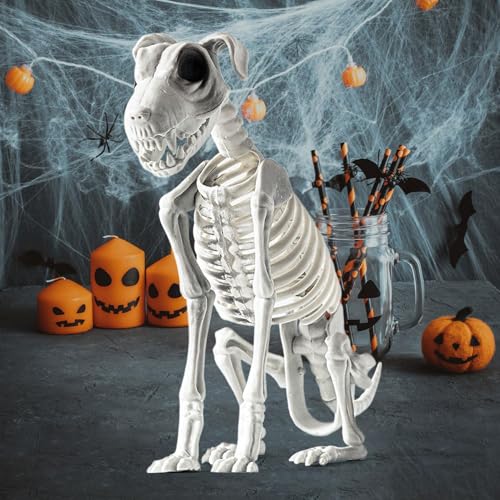 Squelette de chien assis pour décoration d'Halloween résistant aux intempéries - 4