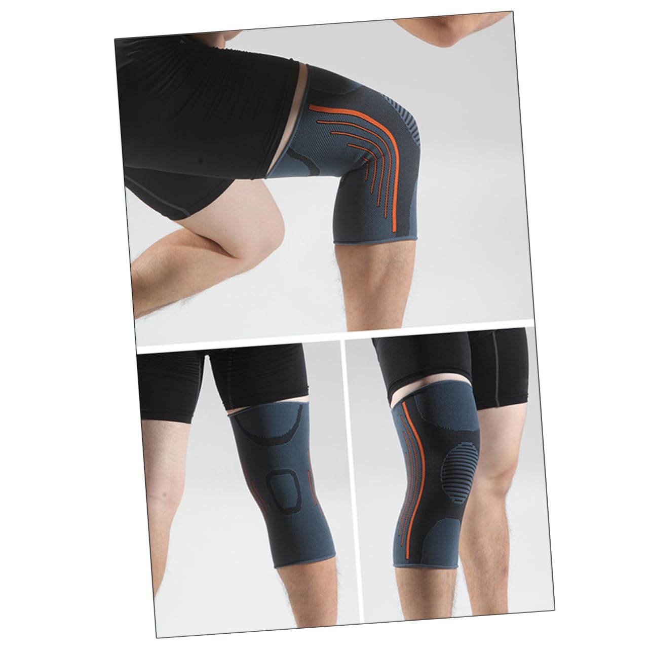 FRCOLOR Elastic Sports Knee Pads Breathable Nylon Knee Support Large Brace for Cycling Hiking Fitness Ergonomic Design Men Women