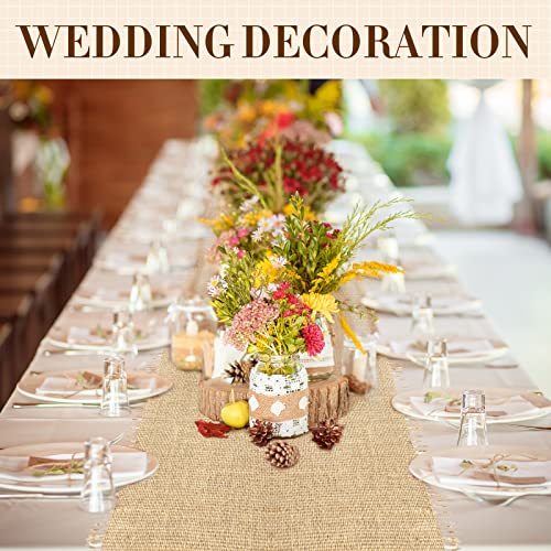 4 Pcs Farmhouse Table Runner 70.8 X 13.7 Inch Burlap Table Runners Burlap Roll For Dining Home Wedding Parties Bbq's Holidays Garden Home Decor #TOP4