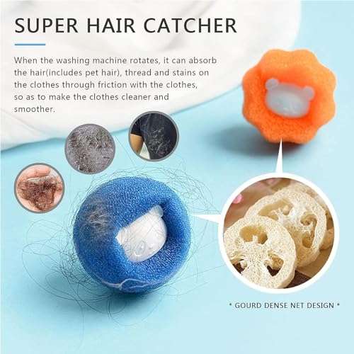 Image of 10 Pcs Pet Hair Remover for Laundry, Washing Machine Hair Catcher, Dryer Balls for Clothing Dog Cat Pet Fur Remover (Orange+Blue)