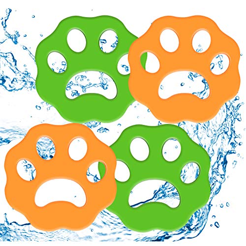 lanmusic ÉPilateur pour Animaux De Compagnie pour Le Linge, Lot De 4 Anti-Peluches RéUtilisables - ÉPilateur en Fourrure d'animal Domestique pour Linge, Literie, Machine à Laver (Green Orange) Cover