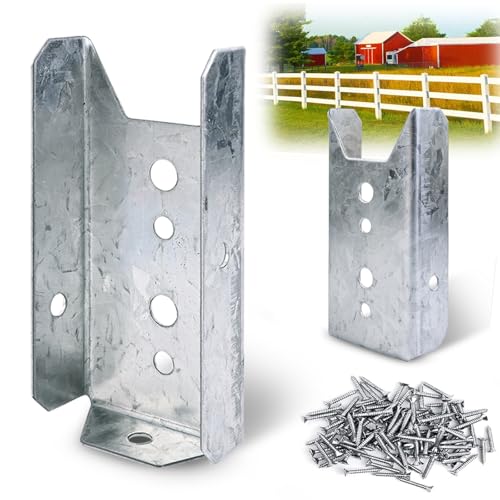 LukLoy 20 Pack 2x4 Brackets for Wood Rail Fence Brackets Repair Kit Galvanized Deck Railing Bracket Connectors for 24(Actually 1.5x3.5) Wood Post Includes 140PCS 304 Stainless Steel Screws