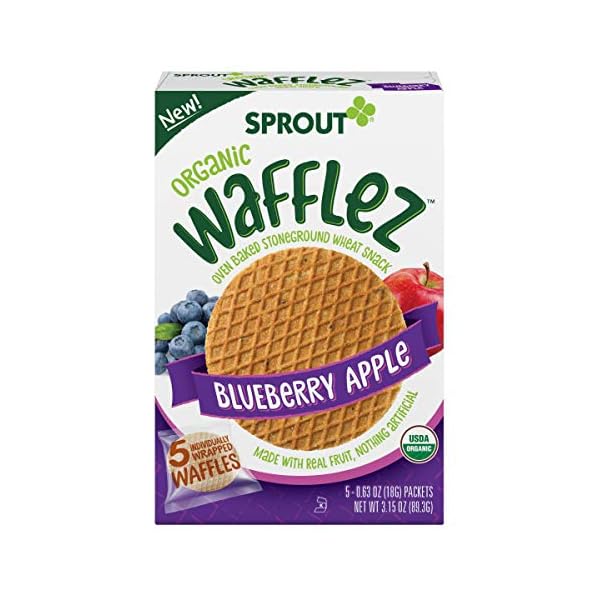 Sprout-Organic-Baby-Food-Stage-4-Toddler-Snacks-Blueberry-Apple-Wafflez-Single-Serve-Waffles-50-Count Sprout Organic Baby Food, Stage 4 Toddler Snacks, Blueberry Apple Wafflez, Single Serve Waffles 5 Count(Pack of 10)