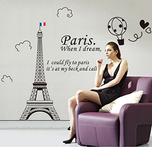 Kitmax (Tm) Removable Personalized France Paris Eiffel Tower Nursery Bathroom Kitchen Bedroom Dining Living Room Mirror Office Dorm Home Diy Modern Art Wall Decor Stickers #TOP4