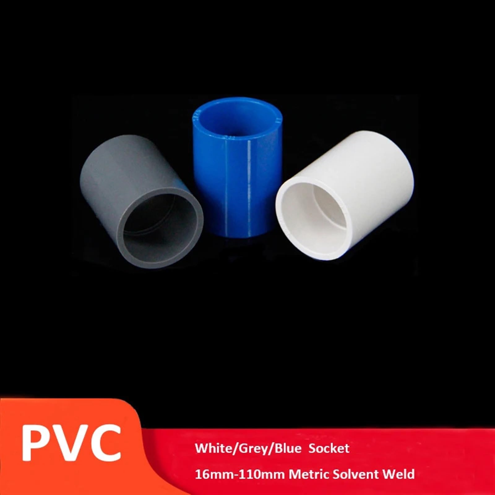 Conectores deslizantes de PVC para tuberías, Accesorios de tubería Suministro Agua PVC, 10 Uds., diámetro Igual, Soldadura Enchufe Recto, Multicolor, 20-110mm(White,110mm)