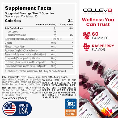 Cellev8 Superoxide Dismutase recovery-60ct Superoxide Dismutase Supplement