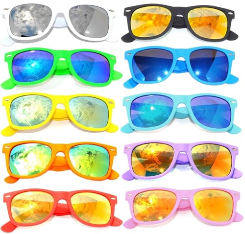 10 Ten Classic Vintage Full Mirror Lens Sunglasses Colored, 10pairs, Size Medium2