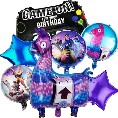 7Pcs Video Games Birthday Party Supplies Decor Video Game Party Decoration Balloons Video Game Party Supplies Blue and Purple Balloons for Birthday Decoration for Boys