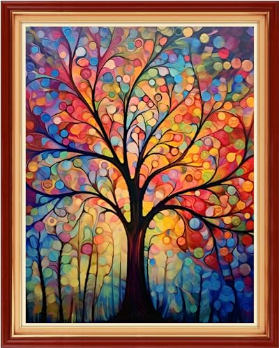Image of Dimxvean Stamped Cross Stitch Kits,Cross Stitch Kits for Adults Beginners,Embroidery Kits Full Range of Cross Stitch Stamped Kits Needlepoint Kits Cross Stitch Patterns- Moonlight Tree 16x20 inch