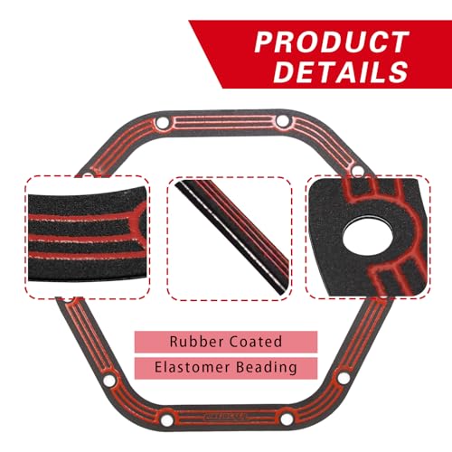 Image of Differential Cover Gasket, LLR-D044 High Temperature Resistant Transmission Gaskets, Perfect Fit Leak-proof Gaskets Replacement, Compatible with Jeep Ford GMC Axle Dana 60 50 70 (Red)