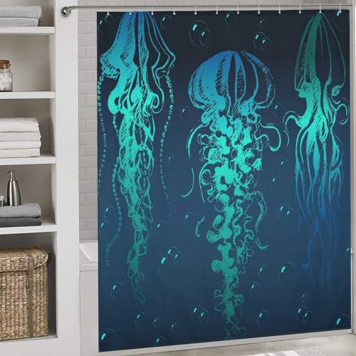 Rideau de douche polyester méduse abstraite 183x183 avec crochets