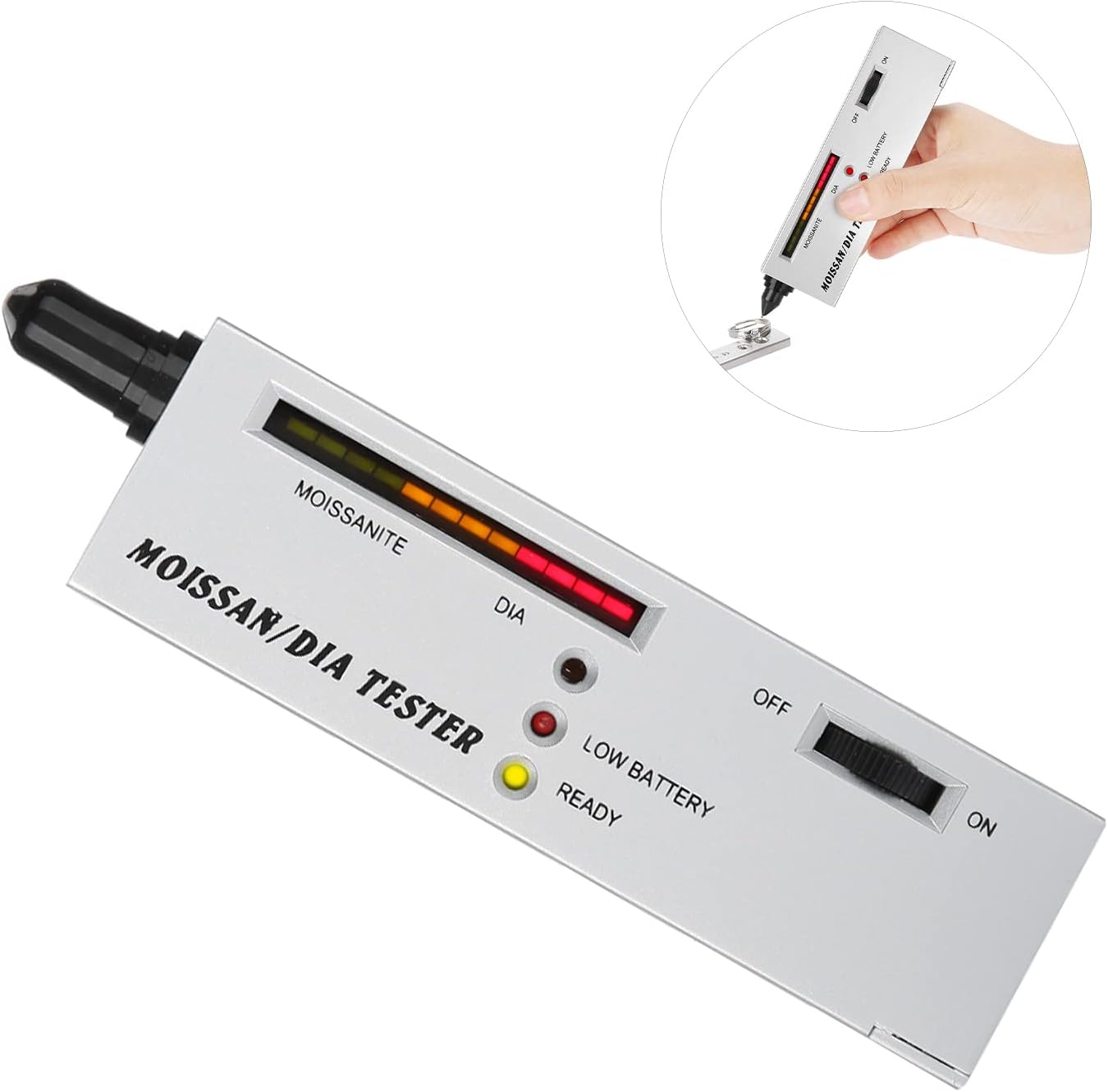 Professional Moissan LED Indicator Tester, Moissanites Detector Pen, Jewelry Testing Tool with Sensitive Probe, Non - Destructive Diamond Tester for Gemologists and Jewelers