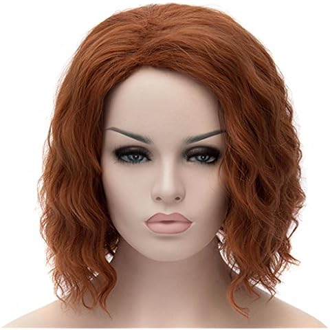 QIYUN.Z. (11.81'') Marvel's The Avengers Black Widow Women Red Brown Short Curly Wavy Wigs Anime Cosplay Full Hair Party Wigs Cover