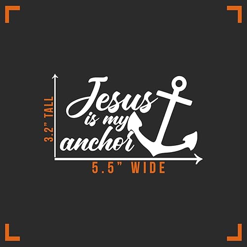 Miniatura 4 de Calcomanía de vinilo Jesús es mi ancla para auto, camión, pared, laptop, color blanco, 5.5 x 3 pulgadas