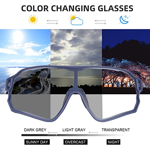 Image of ROCKBROS Photochromic Sunglasses for Men Cycling Sunglasses Sports Bike Glasses (Blue)