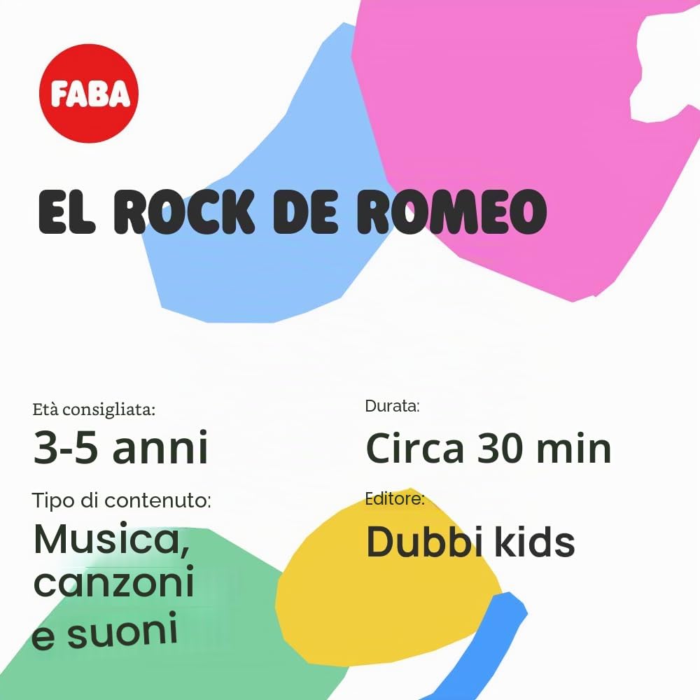 FABA Personaggio Sonoro - Il Rock de Romeo - Canzoni, Ragazze e Bambini 3-5 Anni, Versione Spagnola