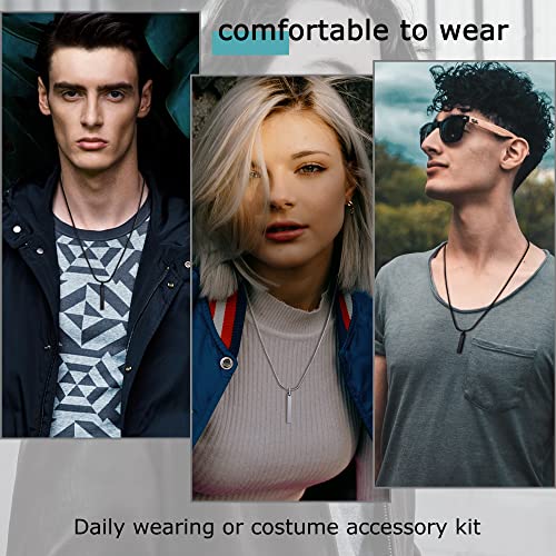 JeweBella 2PCS Halskette Quader Edelstahl für Herren Silber/Schwarz Bar Anhänger mit SchlangenKette 61CM Edelstahl Quader Kette für Männer Damen Schmuck Geschenk