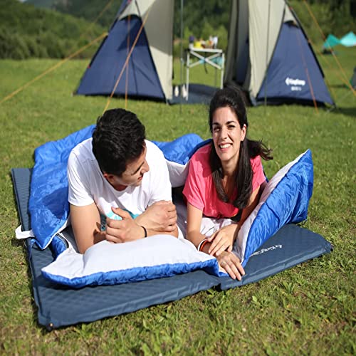 KingCamp 87 x 59 Inch 2 Person 20 Degree Lightweight Waterproof Couple Family Sleeping Bag with 2 Pillows for Camping, Hiking, & Backpacking - Image 2