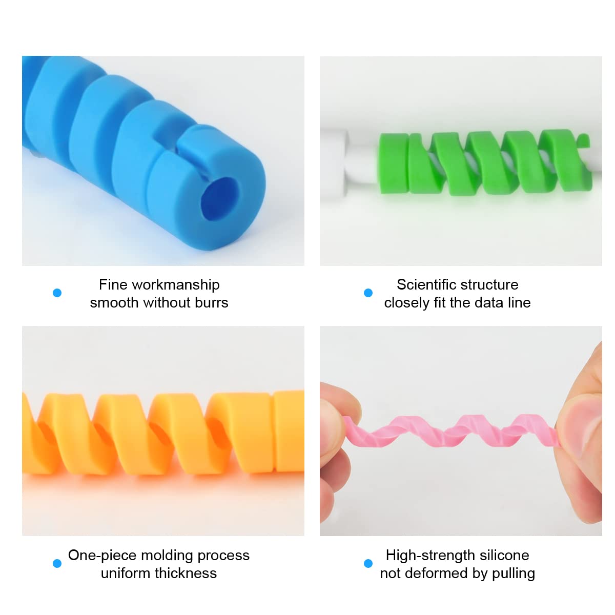 25 Pezzi Salvacavo per Caricabatterie, Seminer Flessibile Silicone Micro USB Protector, Tuta di Protezione per Cavo del Mouse per Tutte Le Linee Dati del Cellulare (Bianco, Rosa, Blu, Verde, Giallo)