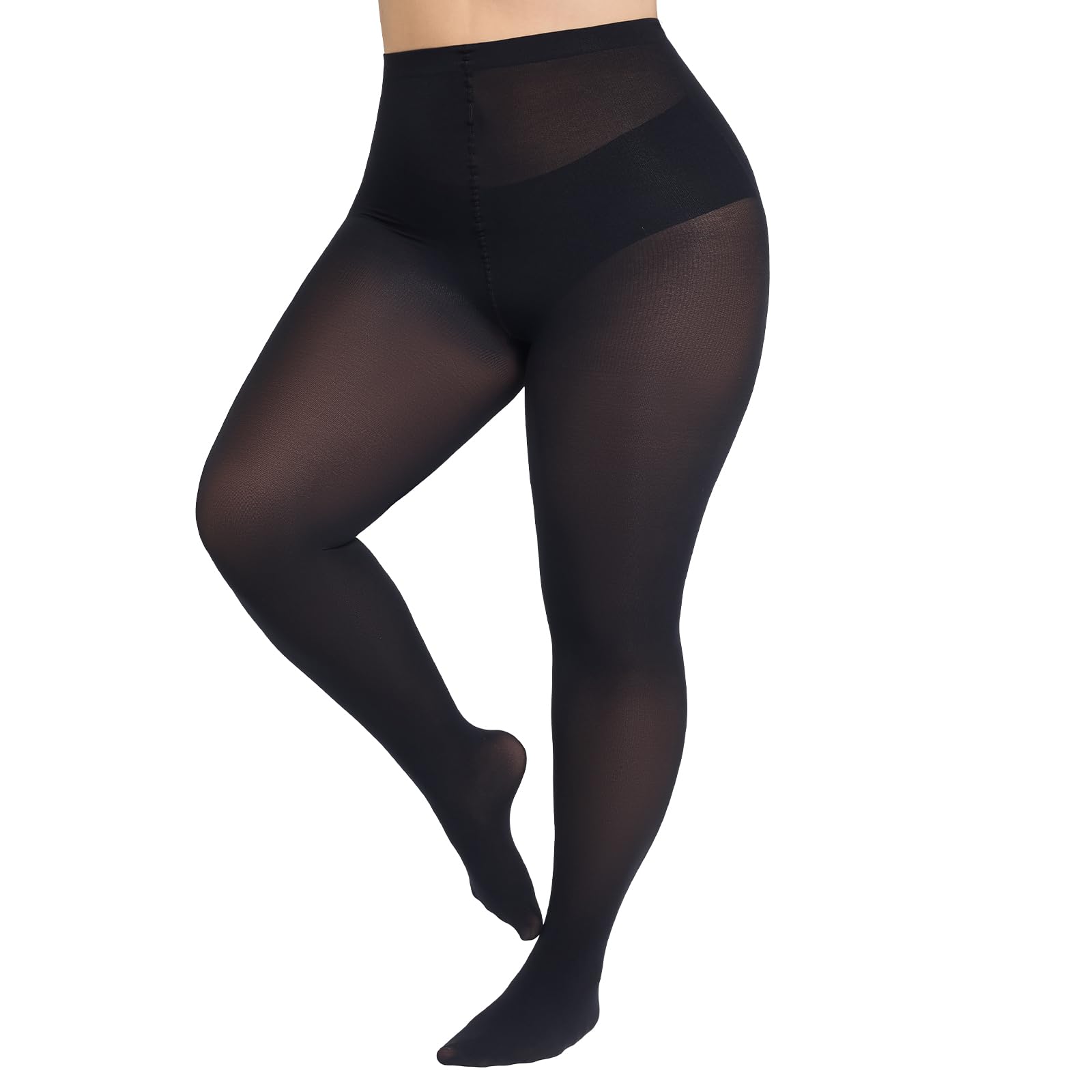 MANZI Plus Size Tights Women Opaque Tights Matt Nylon Pantyhose Oversize Essentials 70 Denier Black 5XL