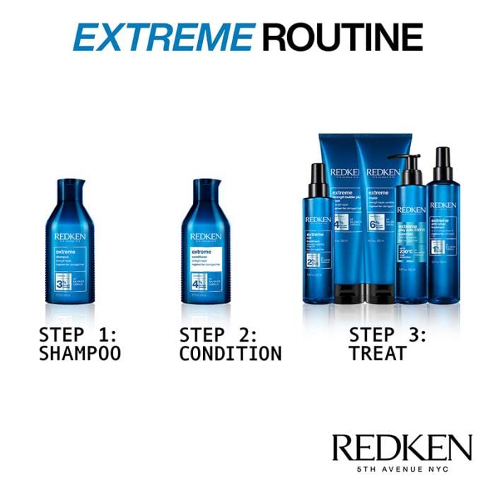 Redken Shampooing Extreme 300 ml, après-shampoing 300 ml et masque de construction 250 ml