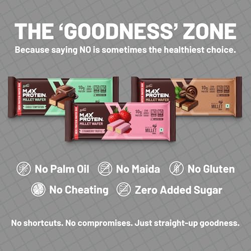 Image of RiteBite Max Protein Wafer Bars with Millets, All Flavors (Pack of 12), 10g Protein, No Maida, No Palm Oil, Zero Added Sugar, Healthy Wafer Snack, 480g