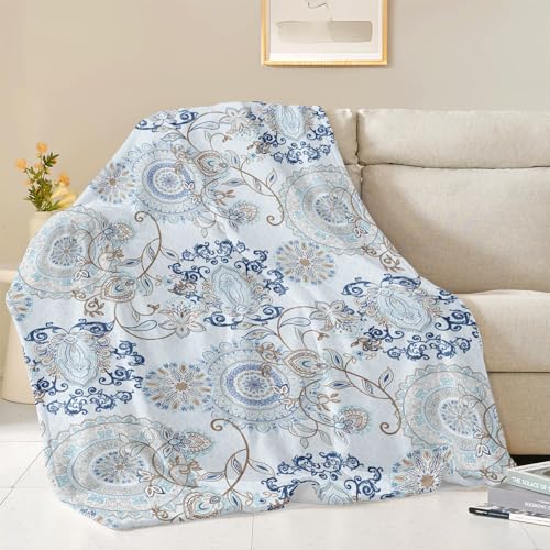 Neasow NEASOW-BLANKET-TEAL Fleece Throw Blanket, Light Blue Paisley Design Floral Cozy Decor Nap Blankets For Sofa Bed Couch Chair Or Dorm Throws 40×50 Inches thumb #2