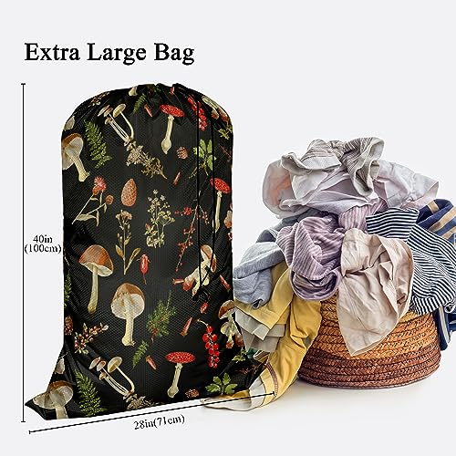 Swono LAUNDRY-WL-BAGS3361 Mushrooms Laundry Bag Drawstring Closure Fall Jungle Theme Floral Cherry Exotic Botanical Plant Heavy Duty Laundry Portable thumb #1