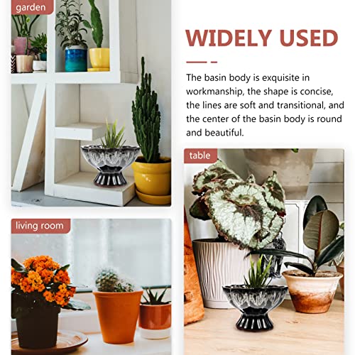 Outdoor Decor Ceramic Bonsai Pot Ceramic Planter Bowl: Water Lily Planting Pot Aquatic Plant Holder Pot For Home Garden Novelty Planter Pots Vintage Decor #TOP1