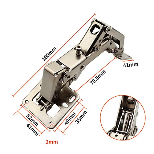 2Pack 170 Degree Concealed Hinge Frameless Cabinet Hinge Hydraulic Adjustable Installation Soft Closing, Full Cover #TOP1