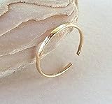 14K Solid Gold Toe-Midi-Knuckle Hammered Ring Stackable Minimal Open Band Adjustable size