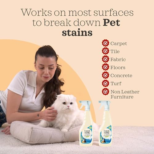Image of Pet Stain & Odor Remover Spray, enzyme cleaner for dog urine & poop carpet | Upholstery & Fabrics - Eliminates Cat Pee, Feces, Vomit & Tough Stains, Eco-Friendly, Vegan, Citrus Scent