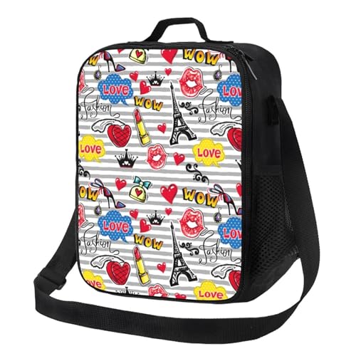 Loncheras aisladas para mujeres y hombres, para el trabajo, Torre Eiffel, para jóvenes, para mujeres y hombres, bolsa térmica suave aislada, bolsa de almuerzo para adultos con correa ajustable para el