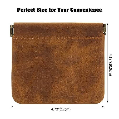 Jack&Chris Mini Coin Purse, Genuine Leather Small Coin Wallet, Leather Squeeze Coin Purse Pouch Change Holder For Men & Women, JC3092