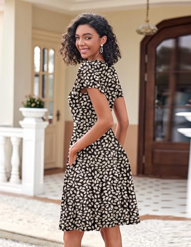 Image of Zeagoo Womens Summer Dress Casual Swing Sundresses Floral Ruffle Short Sleeve Wedding Guest Dress Beach Mini Dress 2026