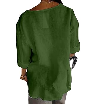 トップス Let LOOSE THOUGHTFUL LINEN SHIRT Amazon.com: Linen Shirts for Women Boho Peasant 3/4 Sleeve
