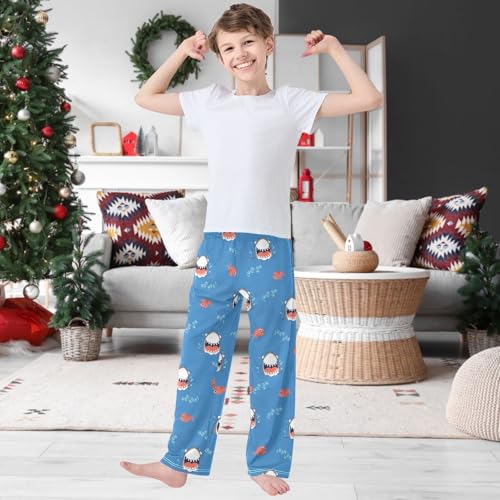 Boy's Pants Cute Shark Big Mouth Red Fish Jogger Pants Elastic Waist Long Bottoms Trousers with Pockets 6-14 Years2