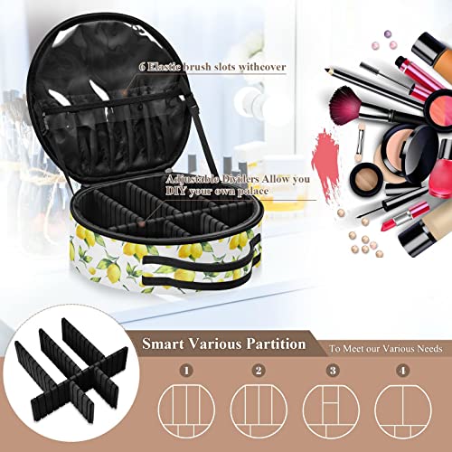 Lemon Travel Makeup Train Case For Women Cosmetic Bag Organizer With Adjustable Dividers Durable Roomy Makeup Bags For Journey Makeup Beginners Women #TOP3