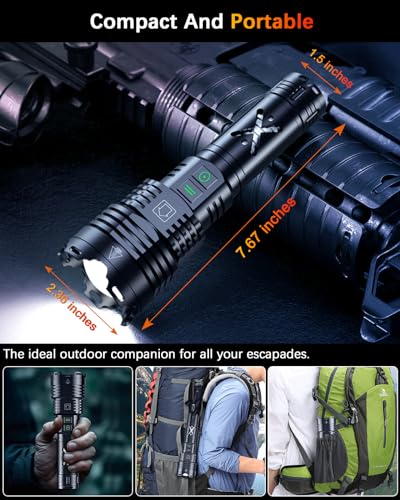 Grentay FH-G-XHP160X2 Super Bright Rechargeable Flashlights 2000000 High Lumens,Waterproof Tactical Powerful Led Flashlight Battery Powered thumb #6