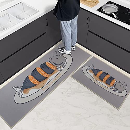 Image of Home Cloud Anti Fatigue Kitchen Rug Printed Thick Anti Slip, Washable, Big Size, Designer Folding Kitchen Mat for Home BedroomStandard Size (41 x 122 cm 41 x 61 cm)