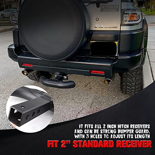 Chelhead Hitch Step With Light, 2'' Standard Rear Hitch Step Guard With 6W Red Braking Light 16 Guage Steel Rear Bumper Step Receiver Compatible With Trucks Chevy Ford Toyota Gmc Dodge Ram #TOP3