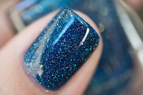 Image of ILNP After Midnight - Prussian Blue Holographic Nail Polish with Gold Accents, Chip Resistant Manicure, Non-Toxic Nail Lacquer, Vegan, Cruelty Free, 12ml